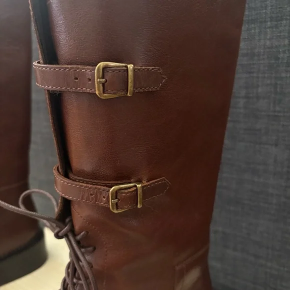 Jeffrey Campbell Moss Boot Brown Knee-High Distressed Leather Size 8 NWT